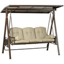 Dondolo da Giardino 3 Posti 208x120x174 cm in Acciaio Marrone e Cachi