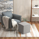Pouf Poggiapiedi Quadrato  Rivestimento Rimovibile in Tessuto Effetto Lino 41x41x41 cm Grigio Chiaro