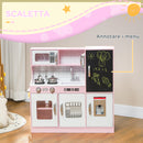 Cucina Giocattolo per Bambini 3-8 Anni con Fornelli Microonde Lavandino in Legno Rosa      