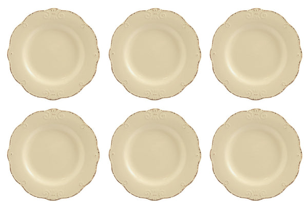 sconto Set 6 Piatti Piani Ø27,7x3 cm in Gres Villa d'Este Home Tivoli Duchessa Crema