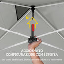 Gazebo Pop Up da Giardino 293x293x272 cm con Tasche Portaoggetti e Sacchi di Sabbia in Tessuto Oxford Bianco      