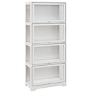 Vetrina a 4 Ripiani con Ante a Battente 59x30x139 cm in Legno e Acrilico Bianco      