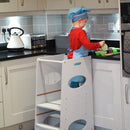 Torre Montessoriana per Bambini 3-6 Anni 40x50x90 cm con Altezza Regolabile in MDF Bianco  