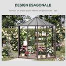 Serra da Giardino Esagonale 2,4x2,4x2,3m in Alluminio e Policarbonato Marrone