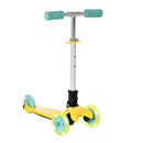 Monopattino Pieghevole 3 Ruote per Bambini 54,7x32,5x59-69 cm in Metallo e Alluminio Giallo e Verde