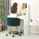 Sedia da Ufficio Girevole 58x56x68-76A cm Struttura Acciaio Portata 120kg in Velluto Teddy Verde Scuro      