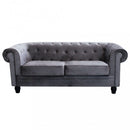 Divano 3  Posti Chesterfield 197x74x82 h cm in Velluto Grigio