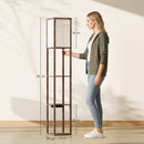 Lampada da Terra 26x26x160 cm Struttura con Ripiani Luce Regolabile Interruttore a Pedale e Porte USB in MDF Marrone      