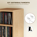 Set 2 Librerie Porta CD 21x22,5x88,5 cm 6 Ripiani Regolabili per 204 CD in Legno Naturale      