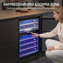 Cantinetta Vino Doppia Temperatura 5–18 °C 46 Bottiglie Capienza 131L con Porta in Vetro Temperato Triplo Nero      