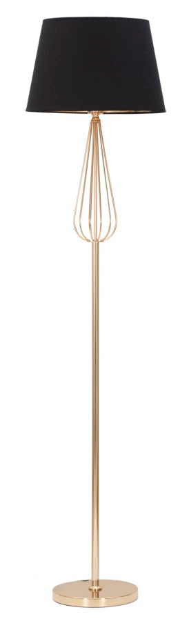prezzo Lampada da Terra Ovy Ø40x167 cm in Ferro PVC e Tessuto Oro e Nero