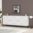 Madia con 6 Ante Credenza 184x35x77,4 cm Design Geometrico Moderno in Legno Rovere Bianco     