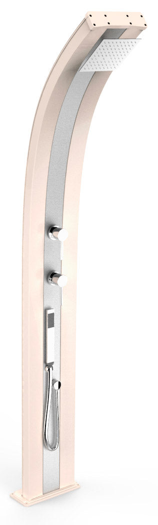 sconto Doccia Solare da Esterno Giardino 40L Miscelatore e Doccetta Mobile Arkema Dada Fascia Inox Champagne Bronze