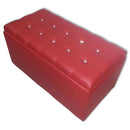Baule Cassapanca Pouf Contenitore in Similpelle e Cristalli Renier Bordeaux