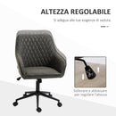 Sedia Operativa da Ufficio Reclinabile 59x60x90-100 cm Altezza Regolabile in Similpelle Grigia