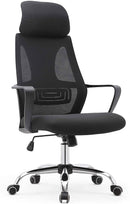 Sedia Poltrona Direzionale da Ufficio 63x62x117 cm in Tessuto a Rete Nera