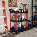 Carrello Porta Attrezzi a 3 Livelli 83x43x97 cm Capacità 91 kg 3 Livelli con Ruote in Plastica Rosso 