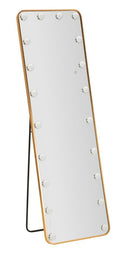 Specchio da Terra LED Hollywood Rett, 50x5x160 cm in Alluminio e Specchio Oro      