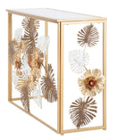 Console Glam Floris 113x40x80 cm in Ferro e MDF e Specchio Multicolor      