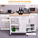 Carrello da Cucina Classico 2 Cassetti in Legno 88.5x40x86 cm