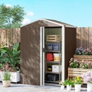 Casetta Box Porta Attrezzi da Giardino 136x87x179 cm Superficie 1.1m² con Porta Scorrevole Bloccabile in Acciaio Marrone      