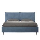 Letto Matrimoniale con Alzata Comoda Imbottito in Microfibra Appia Blu Varie Misure