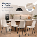 Set 4 Sedie Piedi Neri e Seduta Ergonomica con Rivestimento in Velluto Beige     