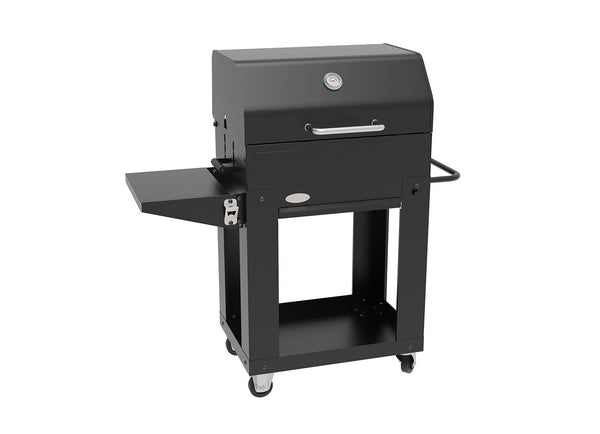 acquista Barbecue a Carbone 110x44x120 cm con Coperchio Affumicatore in Acciaio Miranda Nero