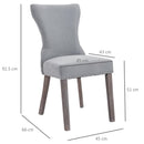 Set 2 Sedie Imbottite 45x66x92,5 cm in Tessuto  Grigie