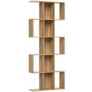 Libreria Scaffale a 5 Livelli a S  80x24x200 cm con 15 Ripiani in Legno Color Rovere      