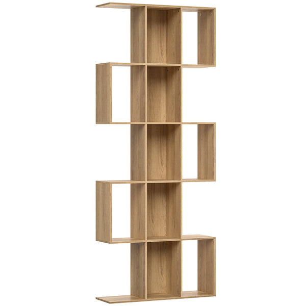 Libreria Scaffale a 5 Livelli a S 80x24x200 cm con 15 Ripiani in Legno Color Rovere online