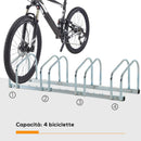 Rastrelliera Porta Biciclette 4 Posti 110x33x27 cm in Acciaio Argento