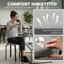 Set di 4 Sgabelli Impilabili Moderni Ø40x45 cm con Cuscino Tondi in Tessuto Effetto Lino Grigio      
