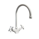 Rubinetto Cucina Miscelatore Doppio Comando Lavello Canna Tonda in Ottone Paini Monaco Bianco