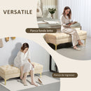 Panca Fondo Letto Imbottita con Rivestimento Trapuntato in Effetto Velluto 118x45x42 cm Beige    