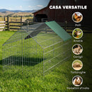 Gabbia per Conigli e Galline da Esterno e Interno 180x75x75 cm con Protezione Parasole e Griglia Metallica Verde      