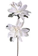 Set 2 Fiori di Dalia Composta da 2 Fiori Artificiali Altezza 94 cm Bianco