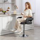 Sgabello da Bar Regolabile 61x50x93-113 cm Seduta Extra Large Girevole in Similpelle PU Grigio      