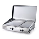 Doppia Piastra di Cottura con Cover Ompagrill Plancha Double 0471/M Alimentazione a Gas GPL e Metano con Accensione Piezoelettrica in Acciaio Inox per Alimenti      