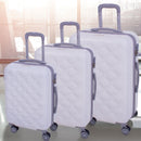 Set 3 Valigie Rigide Effetto Matelassé con Ruote Easy Roll Trolley Bagaglio da Viaggio Bianco e Grigio      