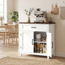 Credenza Moderna Stile Rustico 76x35x80 cm con 2 Ante in MDF Bianco      