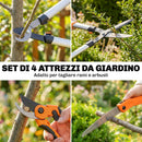 Set 4 Pezzi da Giardinaggio con Cesoie Troncarami Forbici da Potatura e Seghetto Pieghevole Arancione      