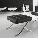 Pouf Barcelona in Acciaio Cromato Rivestimento in Similpelle Nero