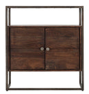 Mobiletto Burn 75x30x83 cm in Legno di Acacia e in Ferro Marrone