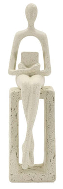 Statuetta Single Stons 8,5x6,5x24 cm in Resina Crema      