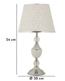 Lampada da Tavolo Kody Ø30x54 cm in Ferro e Tessuto Argento e Bianco      