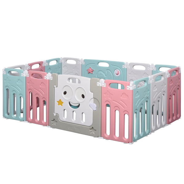 Box Recinto Attività per Bambini 149x155x64 cm in Plastica Azzurro Bianco e Rosa acquista