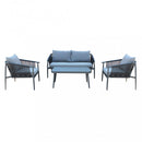 Set Salotto da Giardino Divano 2 Poltrone e Tavolino con Cuscini in Alluminio Grigio scuro