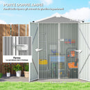 Casetta Box da Giardino 133x87x178 cm Superficie 1,1 m² con Doppie Porte Bloccabili in Acciaio Grigio Argento      