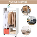 Mobile Appendiabiti con Barra in Alluminio e 2 Ripiani Aperti 60x40x128 cm in Truciolato Bianco